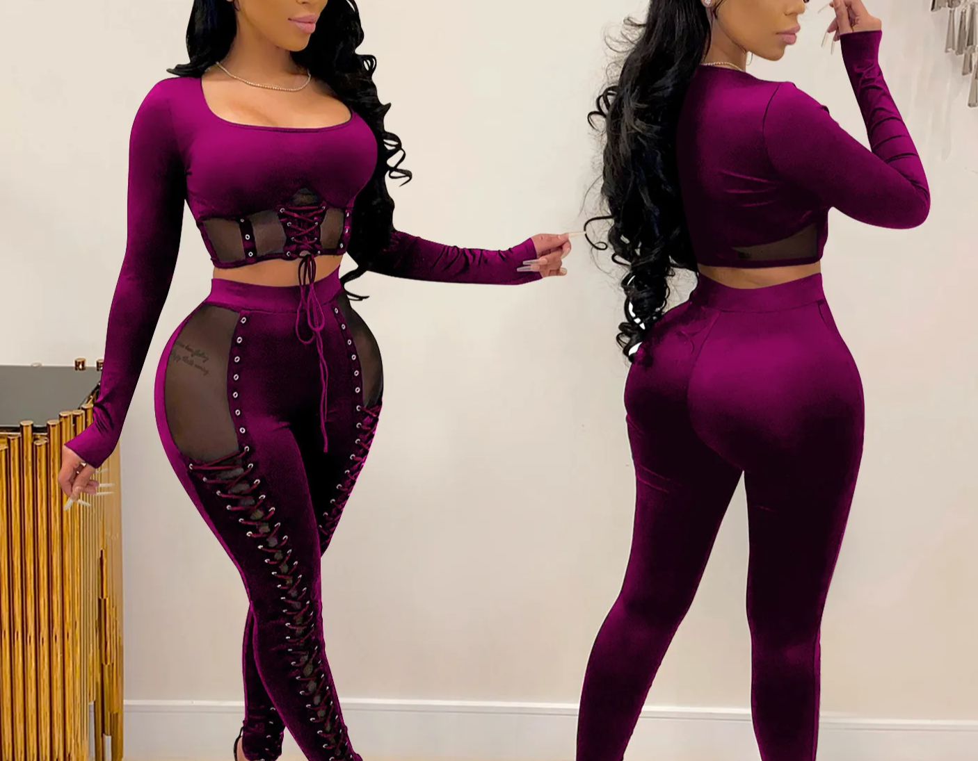 Women's Tracksuit Two Piece Set - Female Outfit Clubwear for Winter 2024