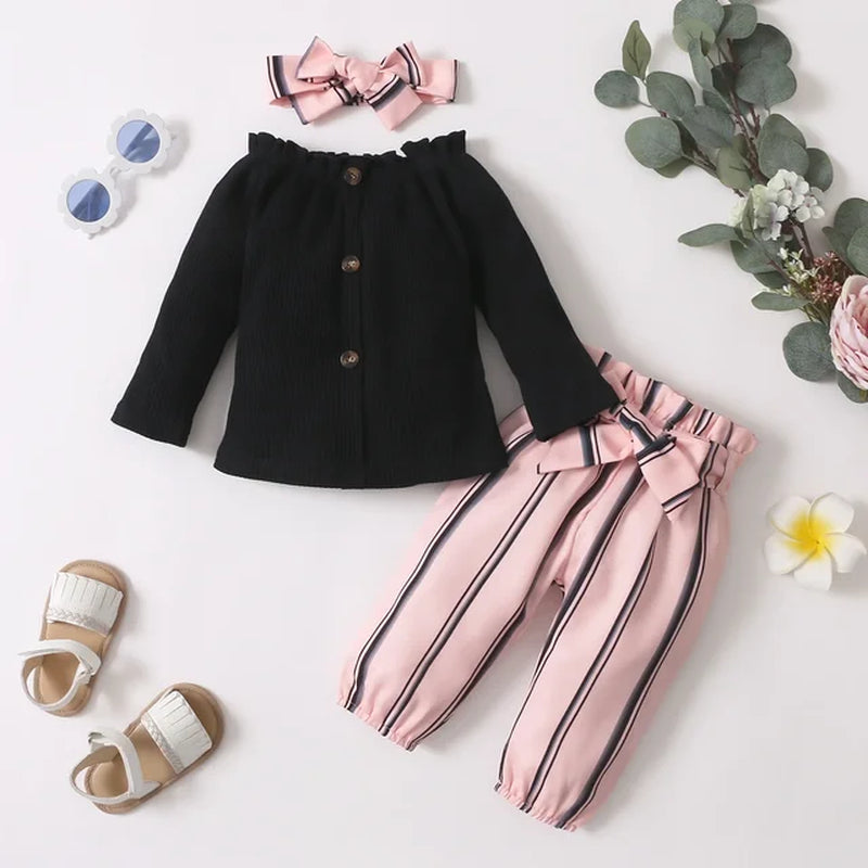 3M-24M Newborn Baby Girl Clothes Set Toddler Girl Outfits Fashion Big Bow Top + Pants Whole Sale Kids Girls Clothes Outfits