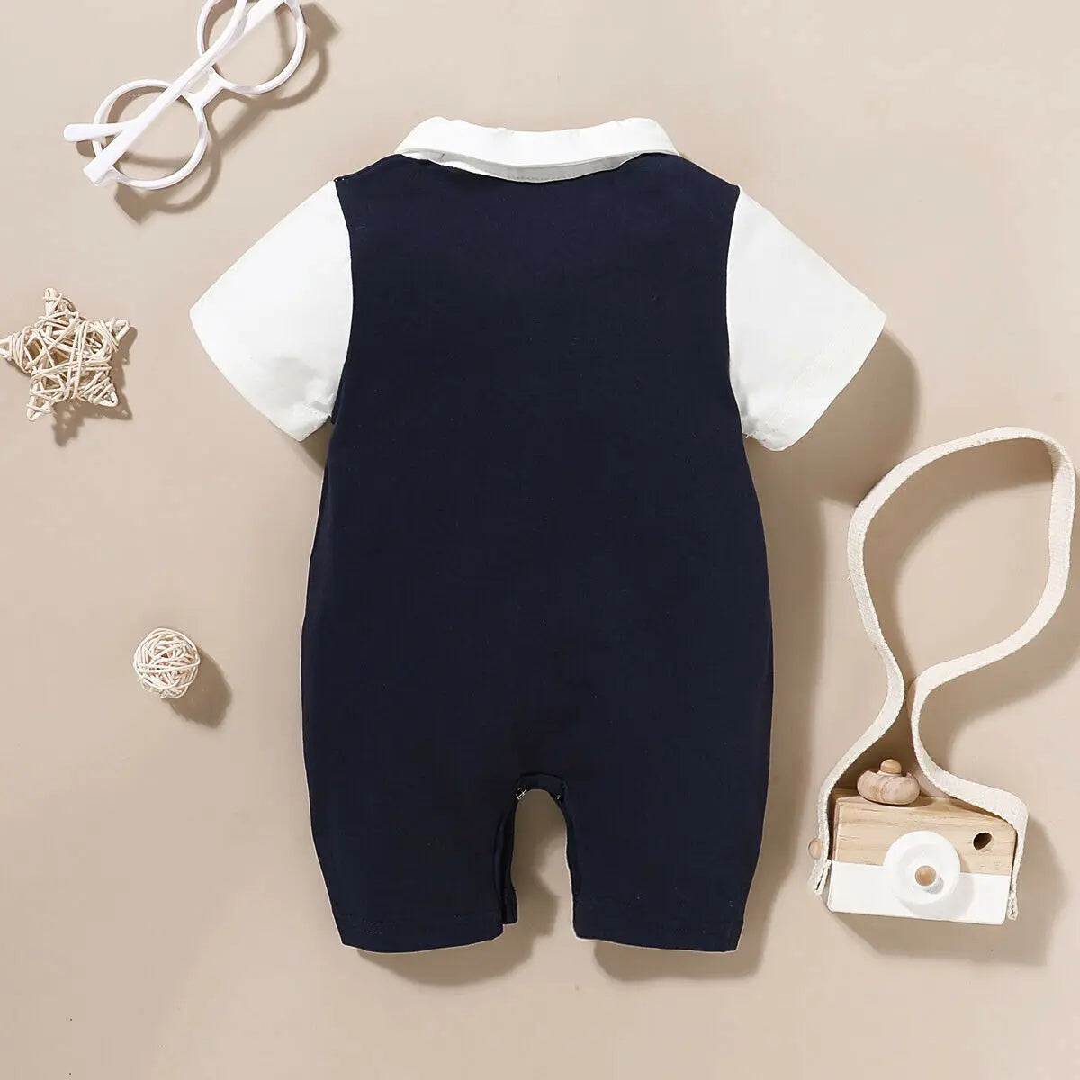 2024 Baby Summer Clothing Newborn Infant Kids Baby Boys Outfits Sets Tie Jumpsuit Short Sleeve Romper Gentleman Outfits