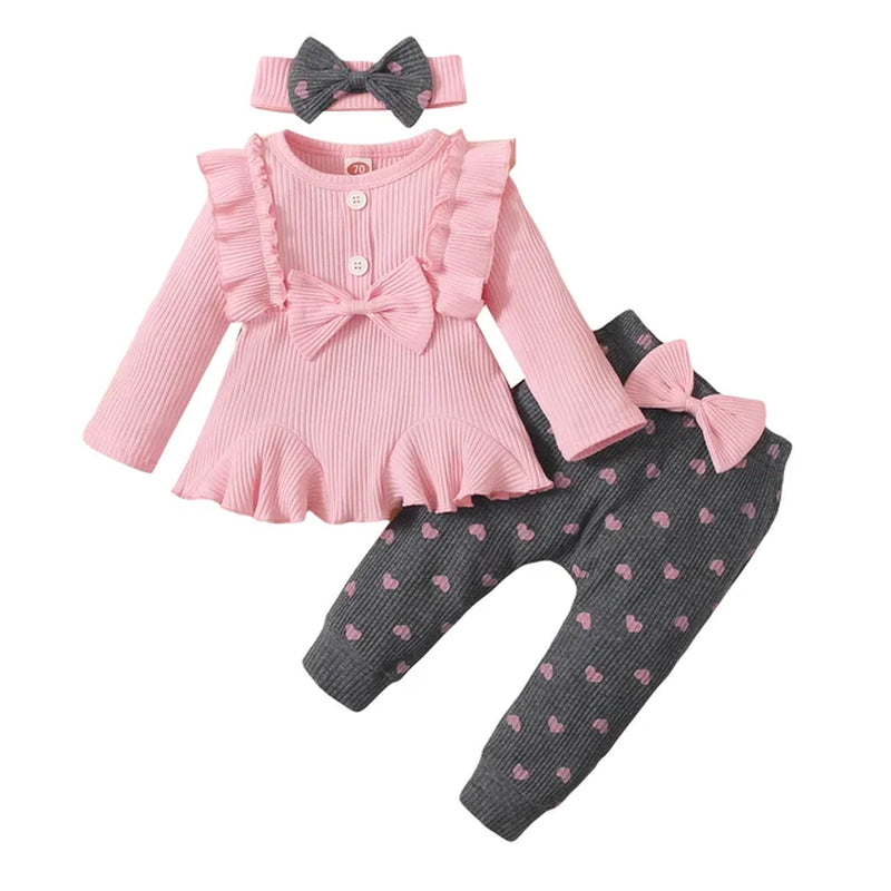 3M-24M Newborn Baby Girl Clothes Set Toddler Girl Outfits Fashion Big Bow Top + Pants Whole Sale Kids Girls Clothes Outfits