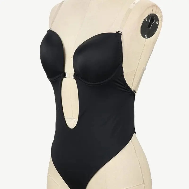 Tummy Control Spandex Bodysuit with Straps and Built-in Bra