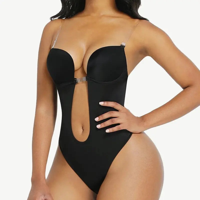 Tummy Control Spandex Bodysuit with Straps and Built-in Bra