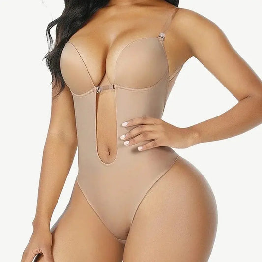 Tummy Control Spandex Bodysuit with Straps and Built-in Bra