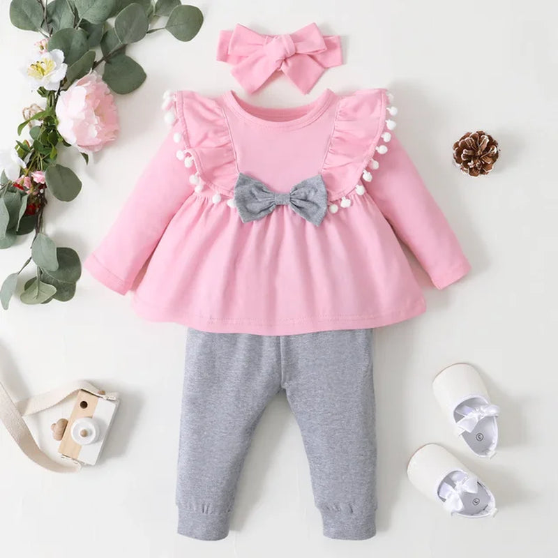 3M-24M Newborn Baby Girl Clothes Set Toddler Girl Outfits Fashion Big Bow Top + Pants Whole Sale Kids Girls Clothes Outfits