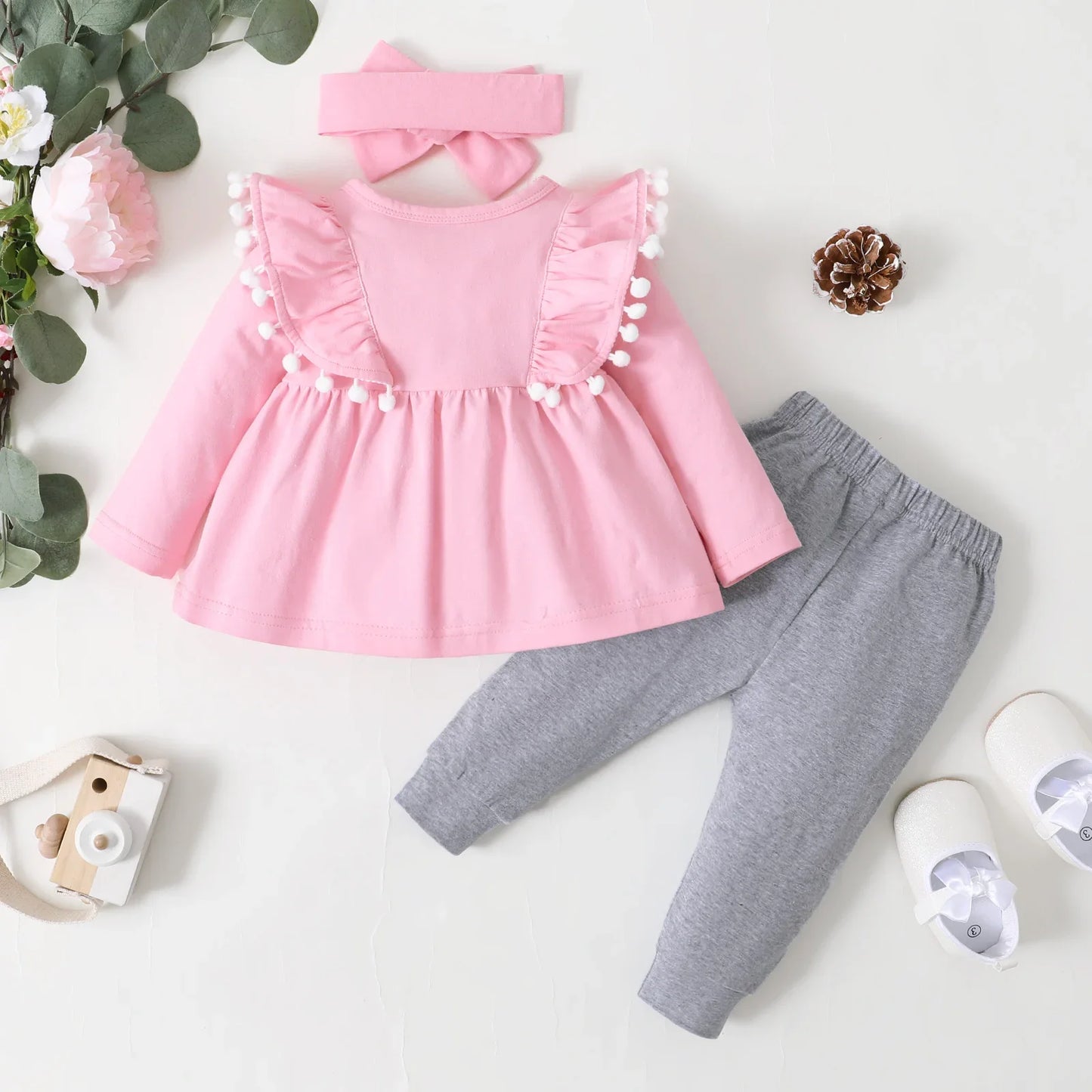 3M-24M Newborn Baby Girl Clothes Set Toddler Girl Outfits Fashion Big Bow Top + Pants Whole Sale Kids Girls Clothes Outfits