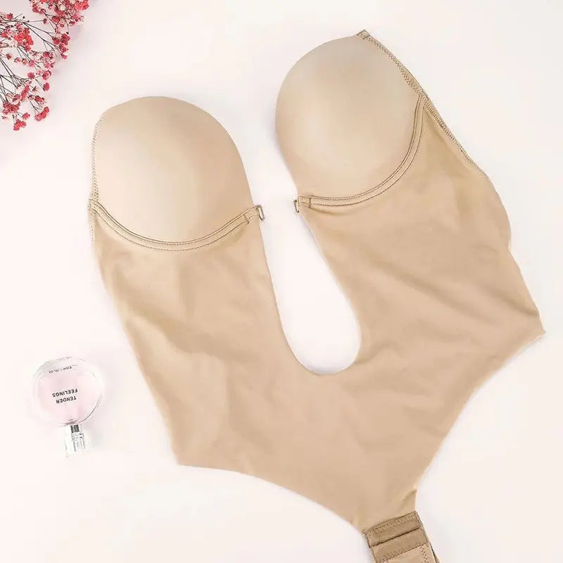 Tummy Control Spandex Bodysuit with Straps and Built-in Bra